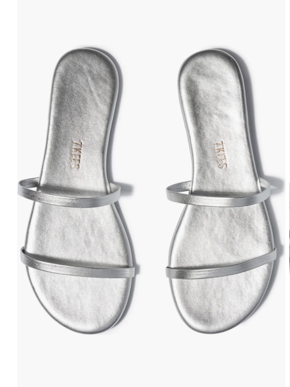 TKEES Silver Double-Strap Slide Sandals